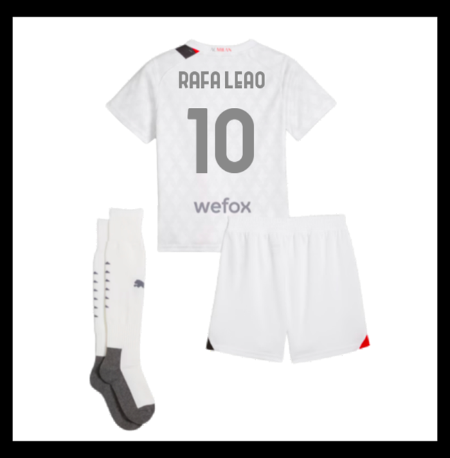 Lacné Futbalove Dresy AC Milan Detské RAFA LEAO #10 Preč 2023-2024