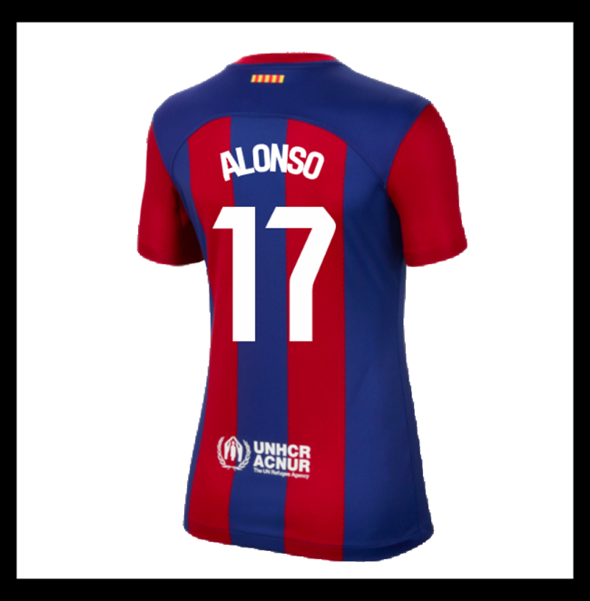Lacné Futbalove Dresy FC Barcelona Dámské ALONSO #17 Domáci 2023-2024