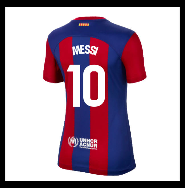 Lacné Futbalove Dresy FC Barcelona Dámské MESSI #10 Domáci 2023-2024
