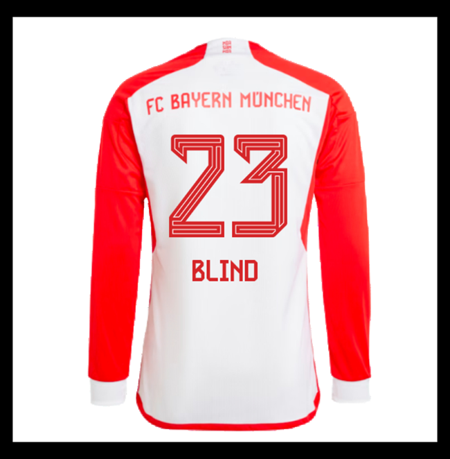 Lacné Futbalove Dresy Bayern Munich Dlhý Rukáv BLIND #23 Domáci 2023-2024