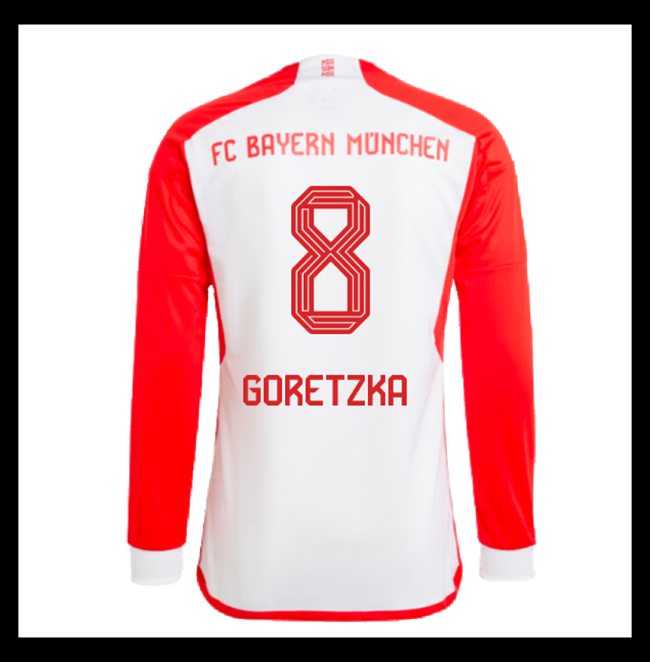 Lacné Futbalove Dresy Bayern Munich Dlhý Rukáv GORETZKA #8 Domáci 2023-2024