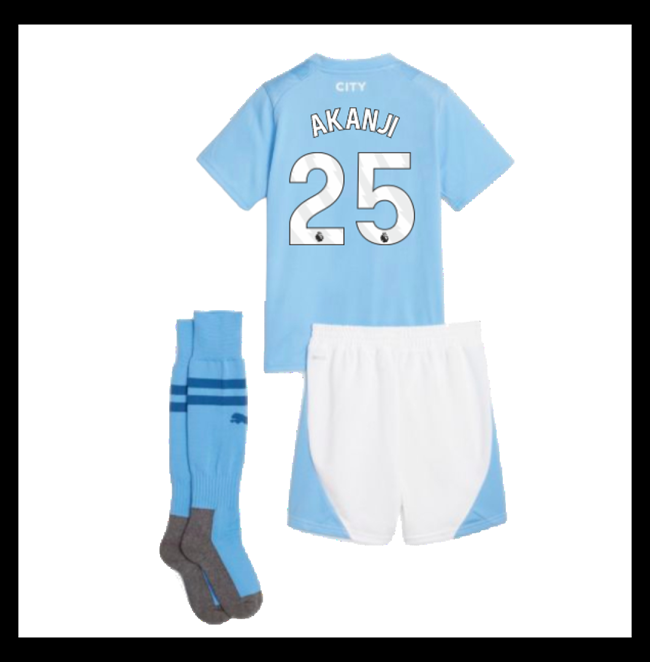 Lacné Futbalove Dresy Manchester City Detské AKANJI #25 Domáci 2023-2024