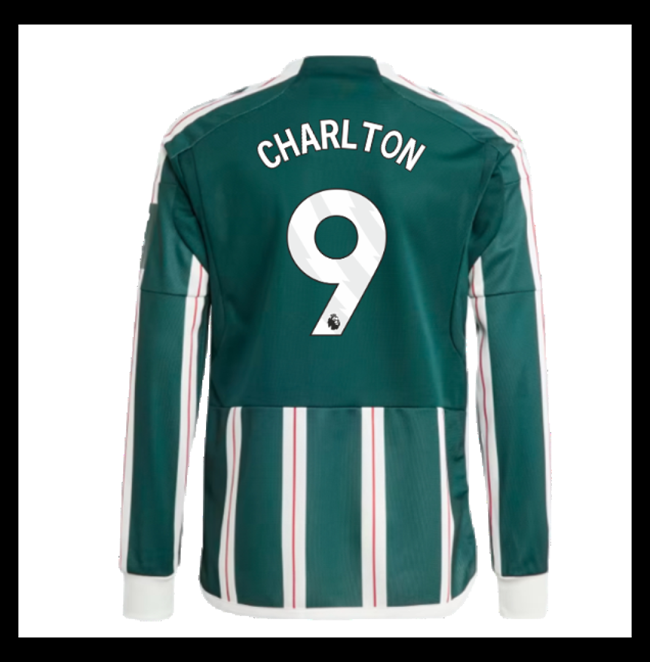 Lacné Futbalove Dresy Manchester United Dlhý Rukáv CHARLTON #9 Preč 2023-2024
