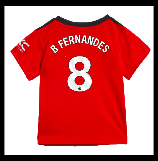 Lacné Futbalove Dresy Manchester United Detské B FERNANDES #8 Domáci 2023-2024