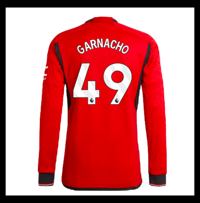 Lacné Futbalove Dresy Manchester United Dlhý Rukáv GARNACHO #49 Domáci 2023-2024