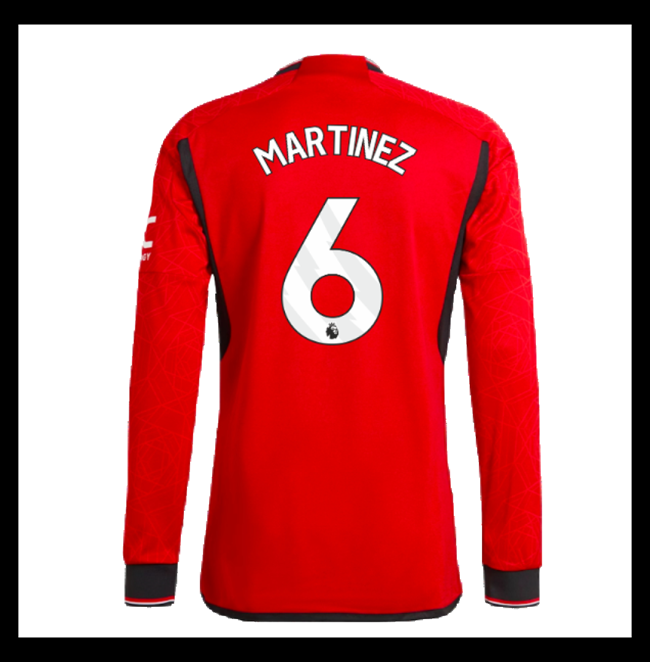 Lacné Futbalove Dresy Manchester United Dlhý Rukáv MARTINEZ #6 Domáci 2023-2024
