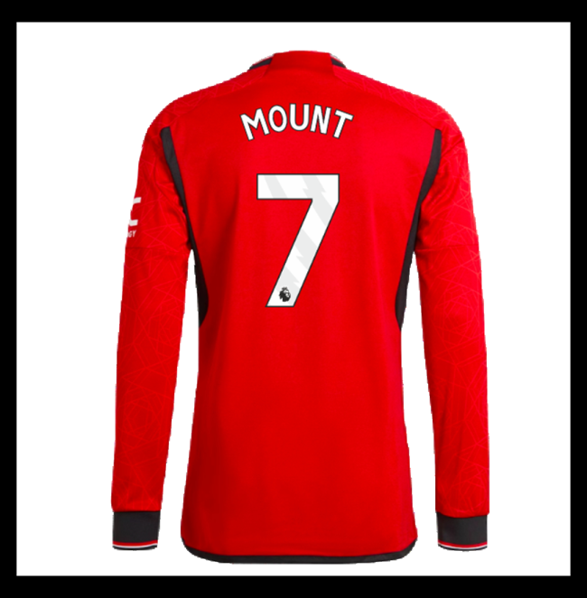 Lacné Futbalove Dresy Manchester United Dlhý Rukáv MOUNT #7 Domáci 2023-2024