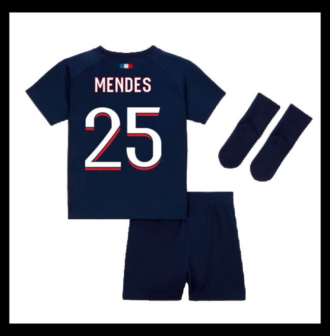 Lacné Futbalove Dresy Paris Saint Germain PSG Detské MENDES #25 Domáci 2023-2024