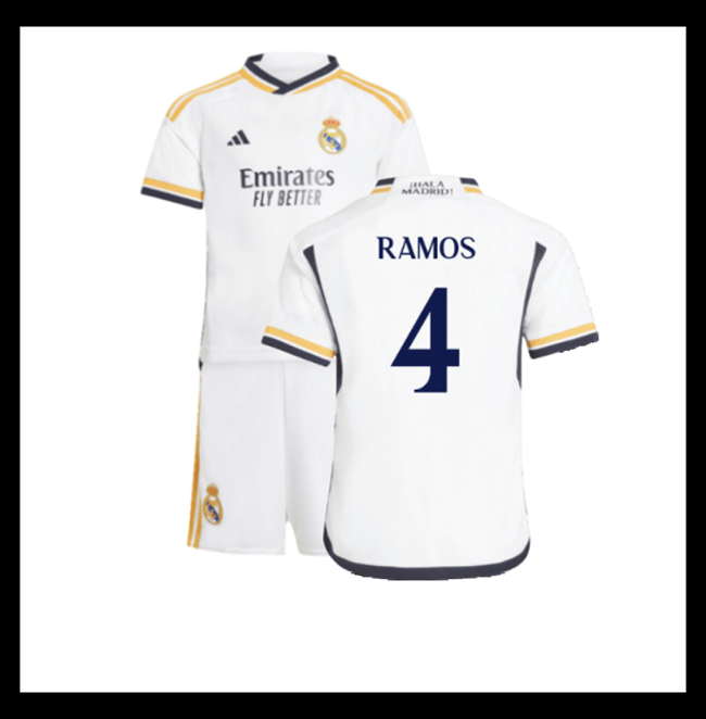 Lacné Futbalove Dresy FC Real Madrid Detské RAMOS #4 Domáci 2023-2024