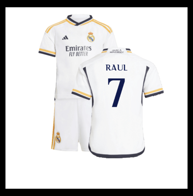 Lacné Futbalove Dresy FC Real Madrid Detské RAUL #7 Domáci 2023-2024
