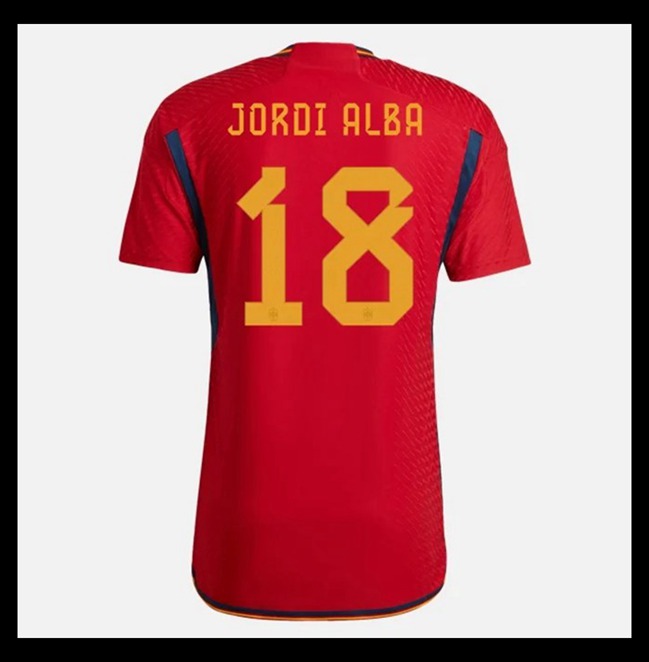 Lacné Futbalove Dresy Španielsko JORDI ALBA #18 Domáci Majstrovstvá sveta 2022